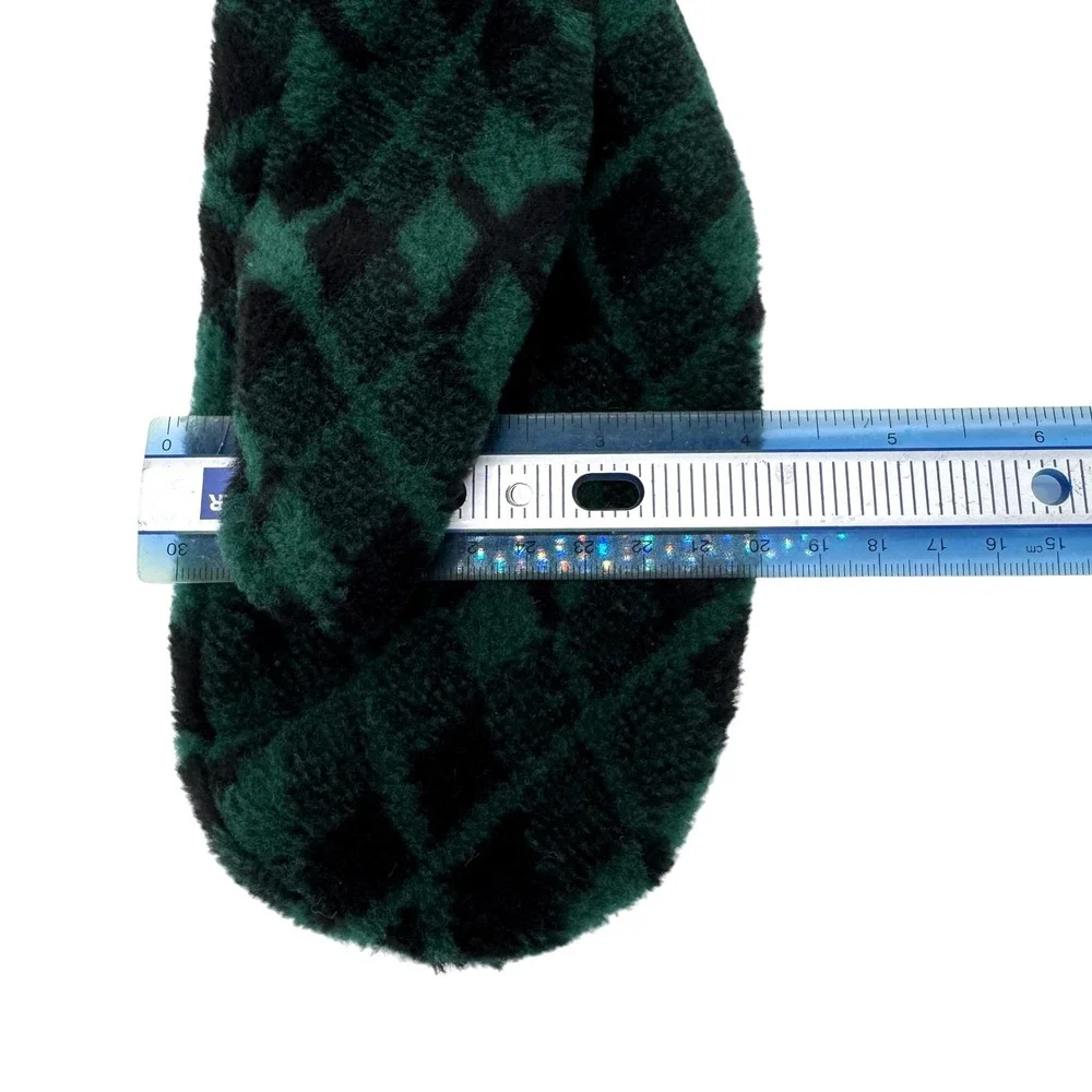 Isotoner Fleece Mittens One Size Evergreen Green Black Argyle Plush VTG 90s NEW - Picture 5 of 9